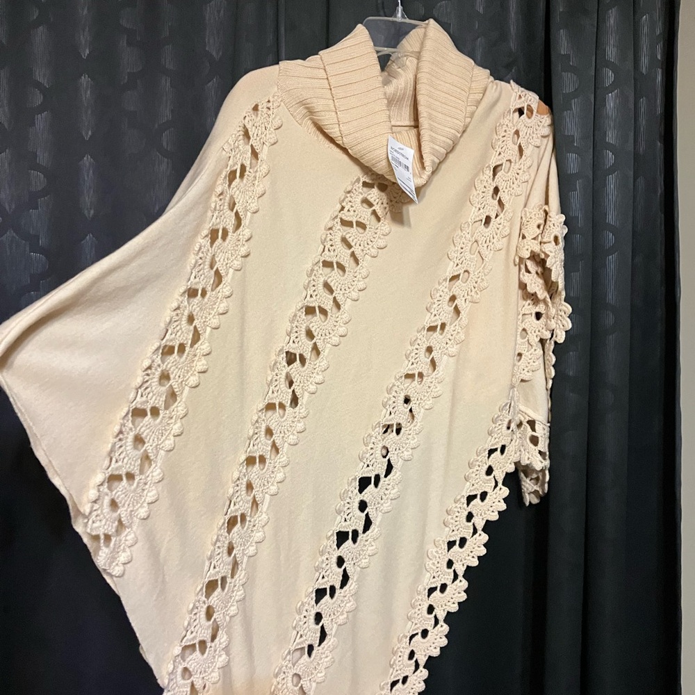 Nordstrom Cream Poncho with Lace Accents